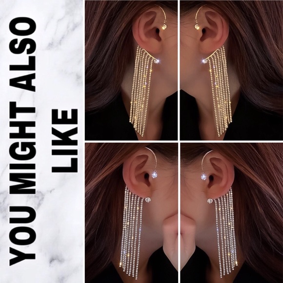 ⚜️[𝟯/$𝟮𝟴]⚜️Long Crystal Single Wrap Earring NEW - Picture 8 of 9